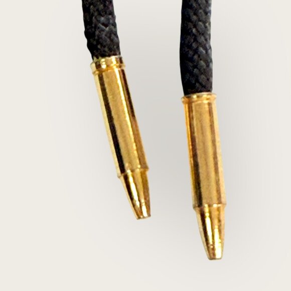 Western Bolo Tie With Wood Slide & Gold Tips Southwestern - Picture 4 of 5